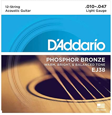 D'addario 12 String Acoustic Strings, Phosphor Bronze (EJ38) - Pedal Empire