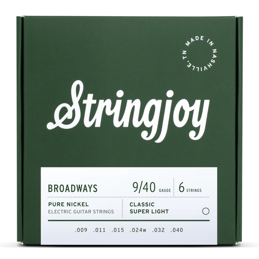 Stringjoy Broadways - Electric Classic SUPER LIGHT Gauge 9-40 Pure Nickel Strings - Pedal Empire