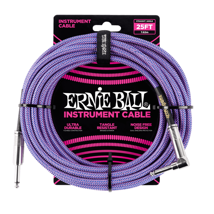 Ernie Ball 25ft Braided ST/RA- Purple - Pedal Empire