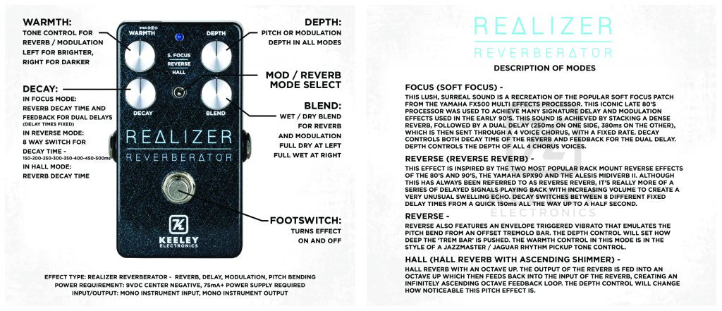 Keeley Realizer Reverberator Reverb