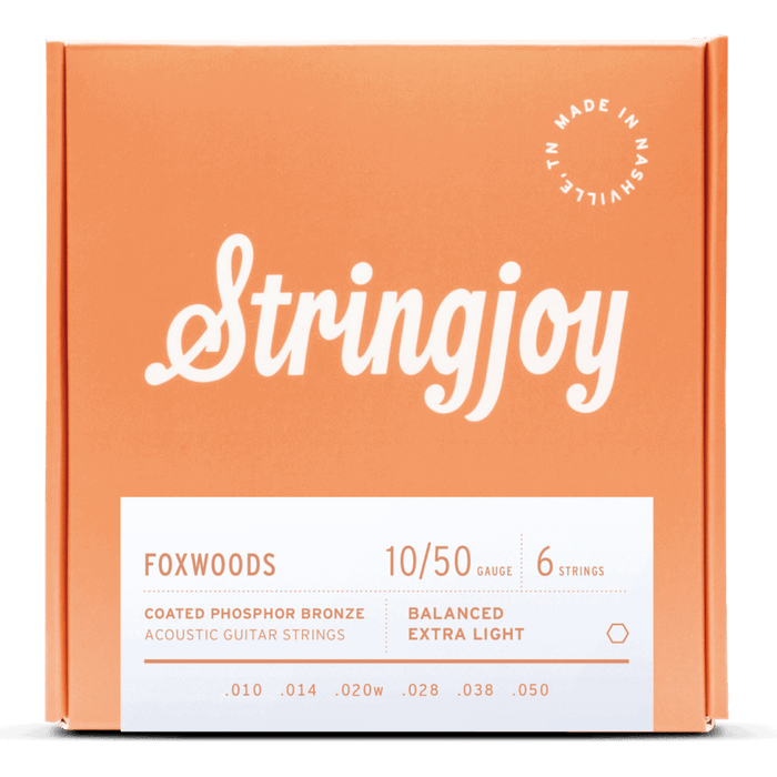 Stringjoy Foxwoods -  Extra Light Gauge (10-50) Coated Phosphor Bronze Acoustic Strings
