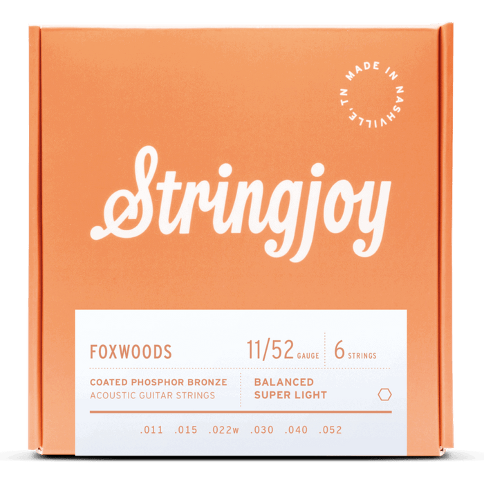 Stringjoy Foxwoods -  Super Light Gauge (11-52) Coated Phosphor Bronze Acoustic Strings