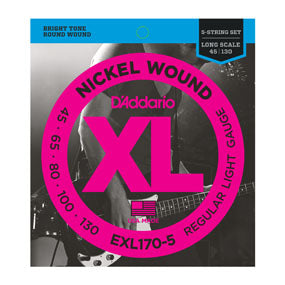 D'addario XL 45-130 Nickel Wound Long Scale 5-String Bass Strings (EXL170-5) - Pedal Empire
