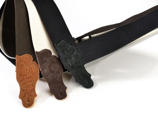 Franklin Strap Cotton Guitar Strap Embossed Suede End Tab